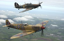 Spitfire and Hurricane as flown in the Battle of Britain during the Second World War Spitfire and Hurricane in the Battle of Britain Memorial Flight.jpg