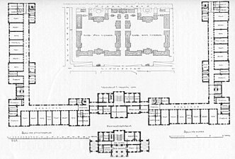 Plan över Svea och Göta livgardes byggnader vid Linnégatan i Stockholm, arkitekt Ernst Jacobsson.