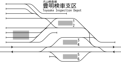 名古屋鉄道 豊明駅 構内配線略図