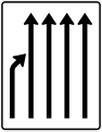 Zeichen 531-23 Einengungstafel – ohne Gegenverkehr – Einzug links, noch 4 Fahrstreifen