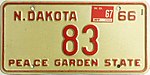 Номерной знак Северной Дакоты 1967 года.jpg
