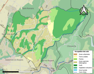 Carte en couleurs présentant l'occupation des sols.