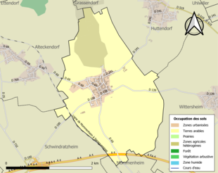 Carte en couleurs présentant l'occupation des sols.