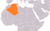 Location map for Algeria and the State of Palestine.