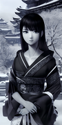 日本女士的黑白肖像