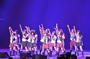 AKB48 performing at the Nokia Theatre in Los Angeles, California, July 2010