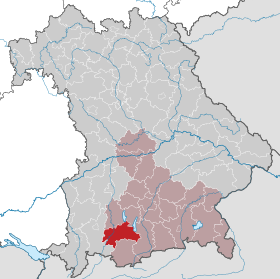 Landkreis Weilheim-Schongaus läge i Bayern