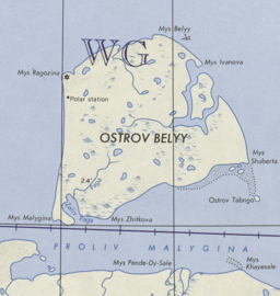 Остров Белый. Фрагмент американской военной карты 1964 года