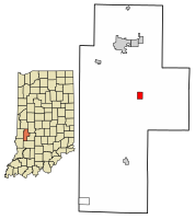 Location of Center Point in Clay County, Indiana.