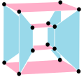 4{4}2, with 16 vertices, 8 4-edges in 2 sets of colors and filled square 4-edges as