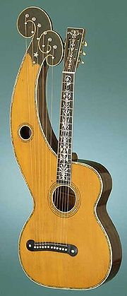 An example of a Dyer copy harp guitar.