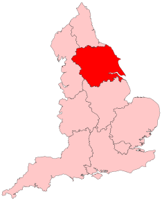 Poziția regiunii Yorkshire and the Humber