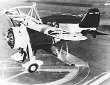 F9C Sparrowhawk BuNo 9058 in flight over Moffett Field, California in 1934. This aircraft was lost with the USS Macon. Pilot in this photo is Lt. Harold B. Miller, commander of the Heavier-Than-Air Unit. F9C Sparrowhawk.jpg