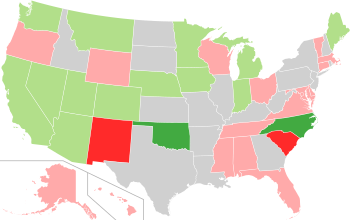 Карта законов о неверных избирателях в США