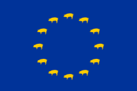 EU flag with pigs for stars