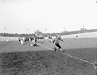 A game between the 4th Canadian Armoured Division Atoms and First Canadian Army Red and Blue Bombers, in Utrecht, Netherlands, October 1945