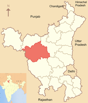 Location of Hisar district in Haryana
