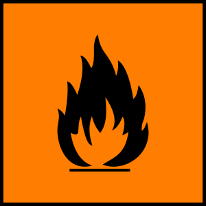 The hazard symbol for flammable/highly flammab...