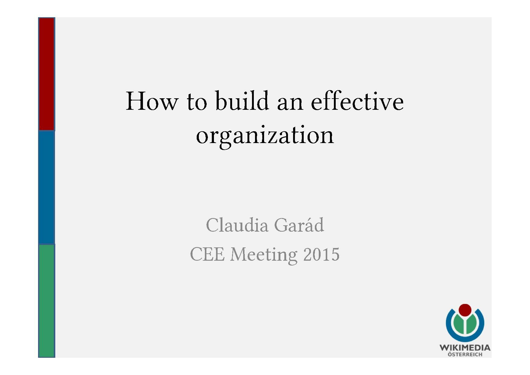 Presentation on organizational development in the context of the CEE meeting 2015