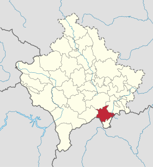 Lage der Gemeinde Kaçanik im Kosovo (anklickbare Karte)