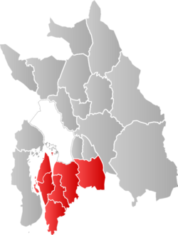 Map of Follo with municipalities