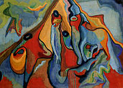 Komposition i tempera (X) (1912), limfärg på pannå, (Von der Heydt-Museum, Wuppertal)