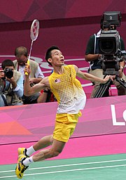 Malaysian player Lee Chong Wei smashing. Lee Chong Wei Prepares To Smash cropped.jpg