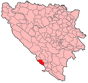 Položaj grada Ljubuškog u Bosni i Hercegovini
