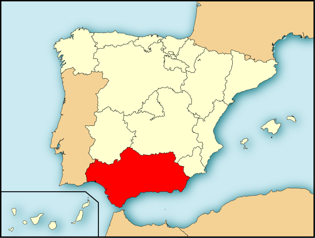 Андалусија на мапа на Шпанија