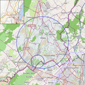 Location map of en:Large Hadron Collider and e...