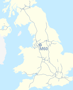 Karta Engleske sa trasom autoputa M60