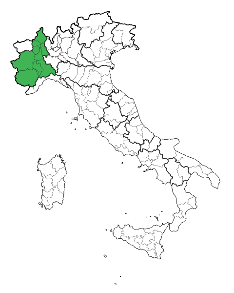 Map of Piemonte in Italy