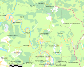 Mapa obce Monthermé