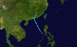 輕度颱風莫柏的路徑圖
