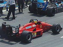 Michele Alboreto et sa F1-87/88C sur la grille de départ du Grand Prix du Canada 1988