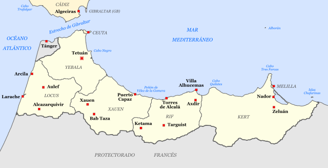 Localização de Protetorado Espanhol em Marrocos