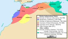 The Maghreb after the Berber Revolt of 740. Morocco and the Maghreb after the Berber Revolt.PNG