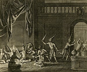 Murder of the Cambodian King and his son in 1642 from a Dutch engraving