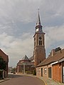 Oedelem, la iglesia (la Sint Lambertuskerk) en la calle