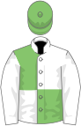 Light green and white (quartered), white sleeves, light green cap