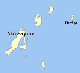 Localisation de Gioura (au nord de la carte)