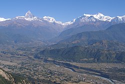 Annapurna Himal -vuoriston huippuja Himalajalla, Nepalissa.