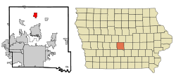 Location within Polk County and Iowa