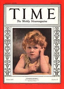 Cover for April 29, 1929, with Princess Elizabeth Princess Elizabeth on TIME Magazine, April 29, 1929.jpg