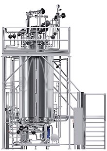 Stainless steel bioreactor for production plants