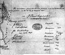 Signatures of the parties that ratified the 1805 indenture to the Toronto Purchase, an agreement initially made in 1787. Ratification of Toronto Purchase, 1805.jpg