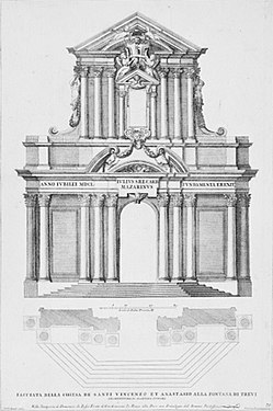 Fasaden. Gravyr från cirka år 1721.