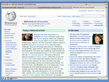 Screenshot of Origyn Web Browser on AROS OS of Wikipedia's homepage.png