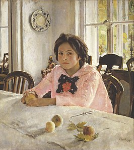 The girl with peaches (1887) adalah lukisan yang meresmikan Impresionisme Rusia.