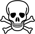 髑髏と骨。骨によるサルタイアー。紋章として使用され、伝統的に海賊のシンボルとされる。